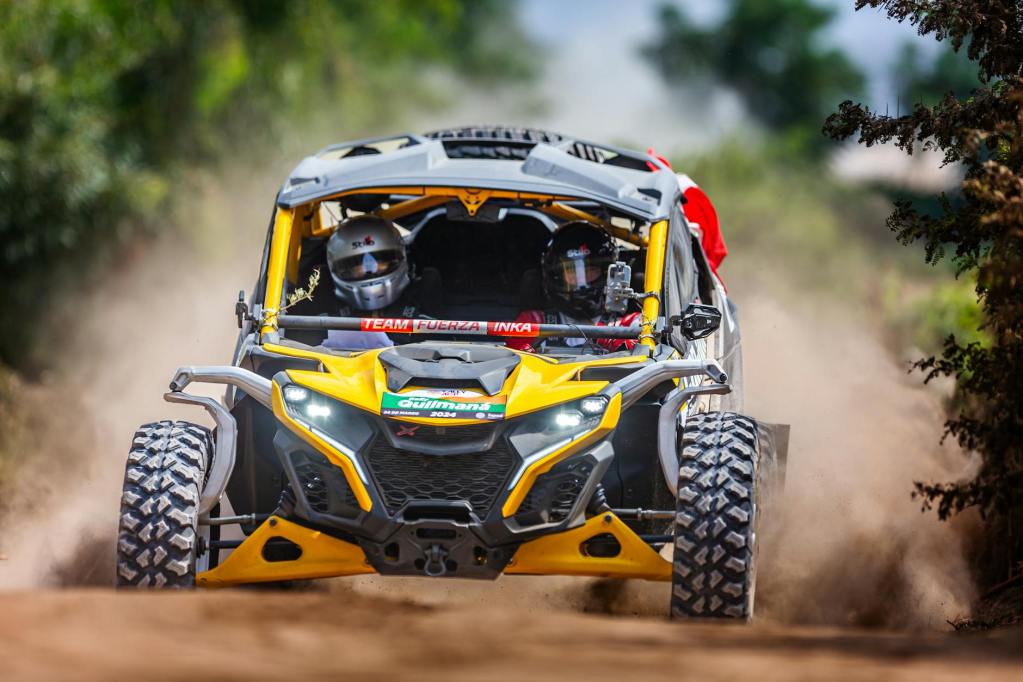 can am maverick on dirt road during race